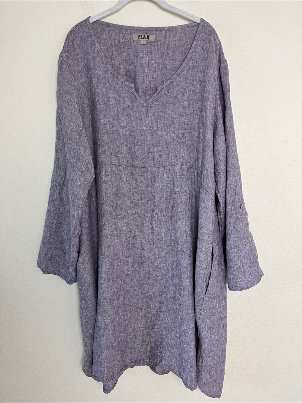 Flax 100% Linen Lagenlook Dress Sz L
